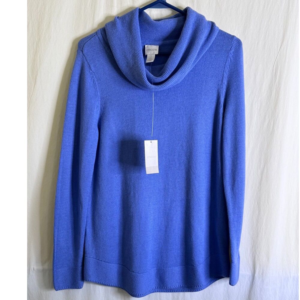 NWT Chico's Cowl-Neck Pullover Periwinkle Blue Chico's Size 0 (US Size S)